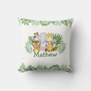 Watercolor Safari Wild Animals  Cushion