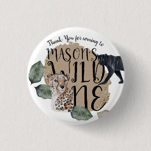 Watercolor Safari Wild One Animal Birthday Party 3 Cm Round Badge