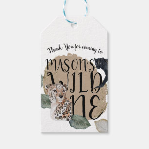 Watercolor Safari Wild One Animal Birthday Party Gift Tags