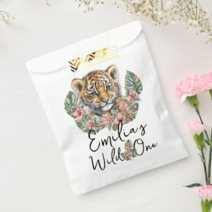 Watercolor Safari Wild One Baby Tiger Cub Birthday Favour Bag