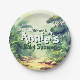 Watercolor Safari Wild One Safari Theme, Jungle,  Paper Plate