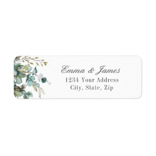 Watercolor Sage Eucalyptus Wedding Return Address  Label