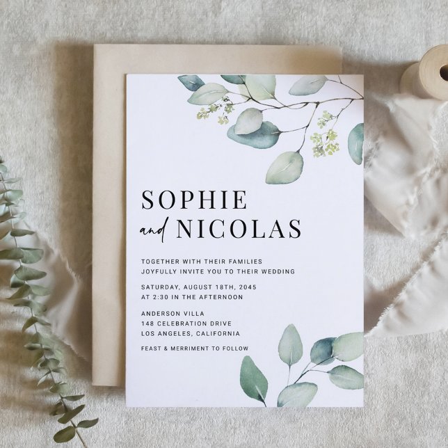 Watercolor Sage Green Eucalyptus Wedding Invitation (Watercolor Sage Green Eucalyptus Wedding Invitation)