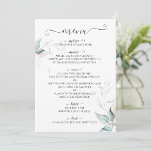 Watercolor sage green eucalyptus with rose invitation