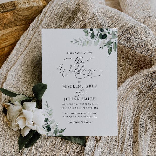 watercolor sage green floral wedding invitation (Creator Uploaded)