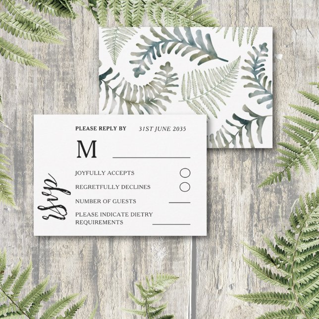 Watercolor Sage Green Foliage Wedding RSVP (Creator Uploaded)