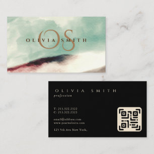 Watercolor Sage Green Landscape Monogrammed Business Card