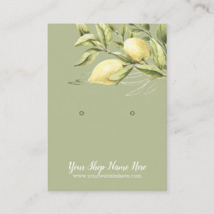 Watercolor Sage Green Lemons Earring Display Business Card