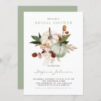 Watercolor Sage Green Pumpkins Fall Bridal Shower
