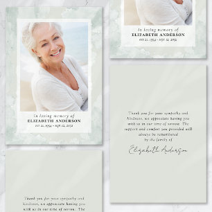 Watercolor Sage Photo Funeral Sympathy Thank You Card