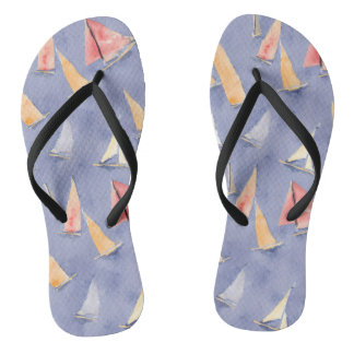 Watercolor sail boats thongs