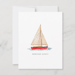 Watercolor Sailboat flat Thank You Card