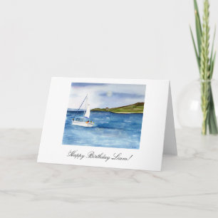 Watercolor Sailboat personalised Birthday Card