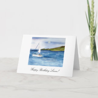 Watercolor Sailboat personalised Birthday Card