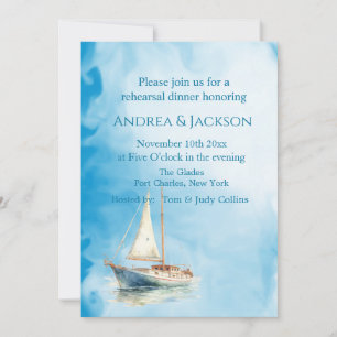 Watercolor Sailboat Photo QR Code Rehearsal Invitation
