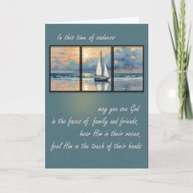 Watercolor Sailboat Scene Card (Front)