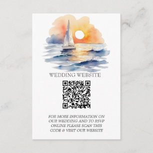 Watercolor Sailboat Sunset Seascape Wedding Enclosure Card