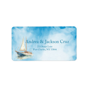 Watercolor Sailboat Wedding Label