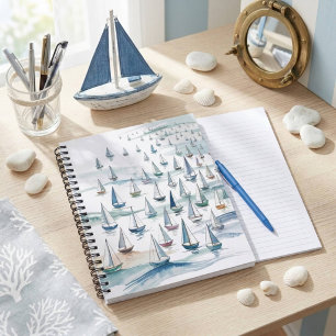 Watercolor Sailboats at Sea Nautical Notebook