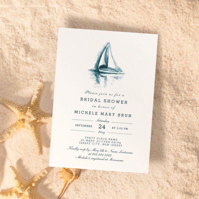 Watercolor Sailing Boat Bridal Shower Invite (Creator Uploaded)