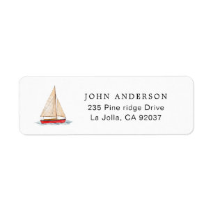 Watercolor Sailing boat nautical return address Label