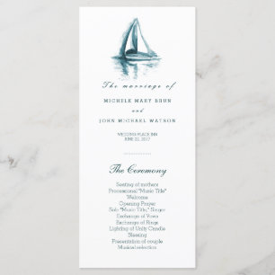 Watercolor Sailing Boat Wedding Program Rack Cards