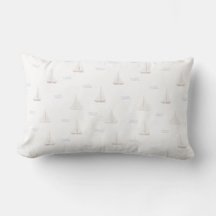 Watercolor sailing boats  lumbar cushion