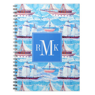 Watercolor Sailing Ships Pattern Notebook