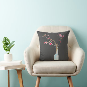 Watercolor sakura pink cherry blossom cushion