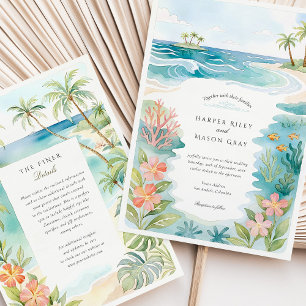 Watercolor San Andrés Colombia Wedding Invitation