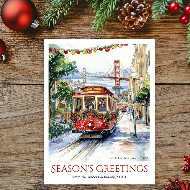 Watercolor San Francisco Christmas Travel Holiday Postcard (Watercolor San Francisco Christmas Travel Holiday Postcard)