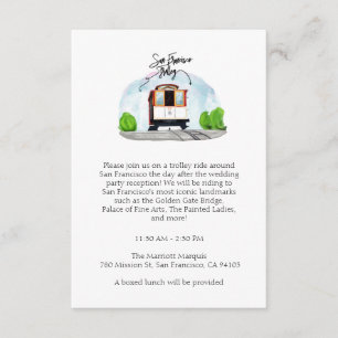 Watercolor San Francisco Wedding Trolley Ride Enclosure Card
