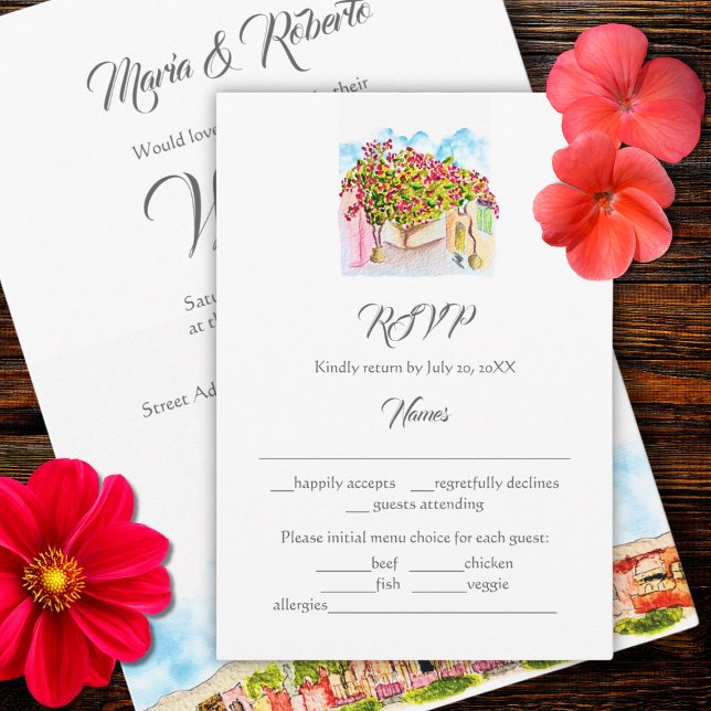 Watercolor San Miguel de Allende Wedding RSVP Card (Creator Uploaded)