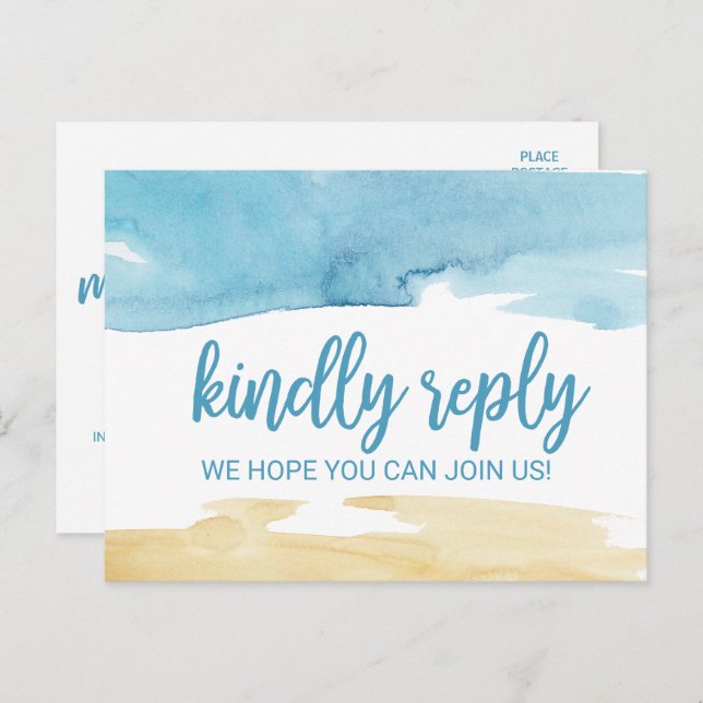 Watercolor Sand and Sea Menu Choice RSVP (Front/Back)