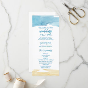 Watercolor Sand and Sea Wedding Program