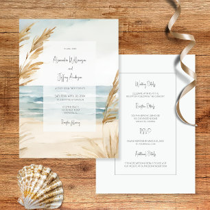 Watercolor Sand and Surf Wedding Invitation