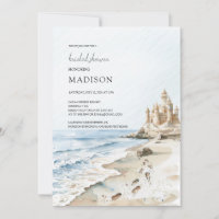 Watercolor Sand Castle Beach Bridal Shower
