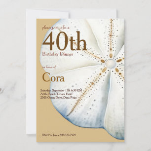 Watercolor Sand Dollar Birthday Invitation