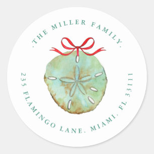 Watercolor Sand dollar Holiday Address seal
