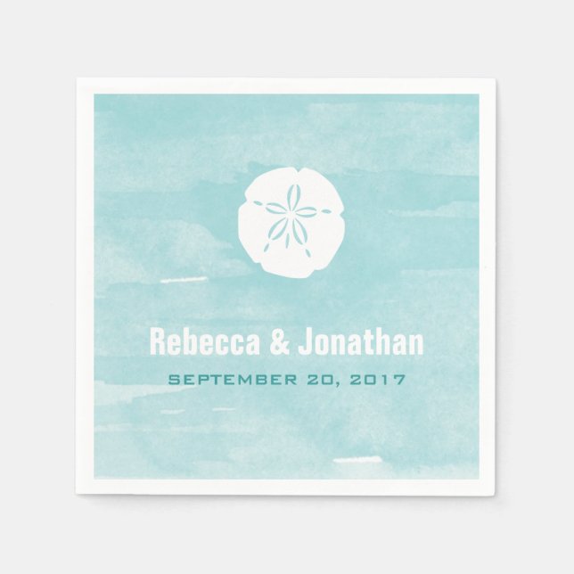 Watercolor Sand Dollar Reception Napkins (Front)