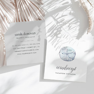 Watercolor Sand Dollar Square Business Card