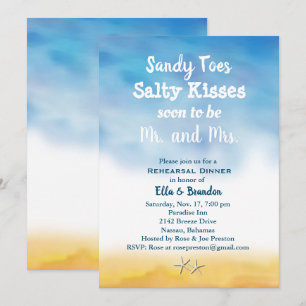 Watercolor Sandy Toes Rehearsal Dinner sky & sand Invitation