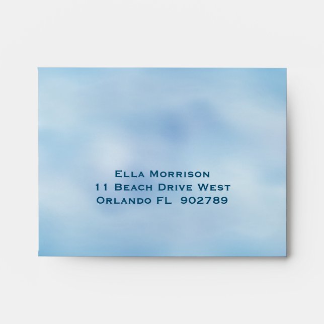 Watercolor Sandy Toes RSVP Envelope blue & yellow (Front)