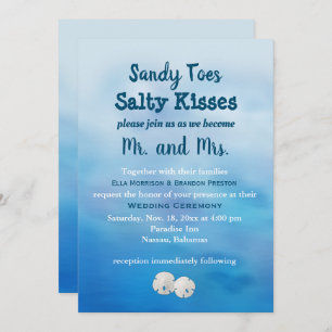 Watercolor Sandy Toes Wedding Invite sand dollars