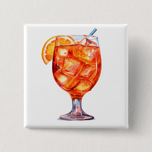 Watercolor Sangria Cocktail Drink 15 Cm Square Badge
