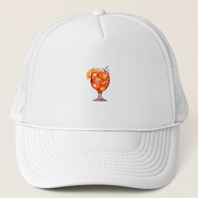 Watercolor Sangria Cocktail Drink Trucker Hat (Front)