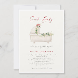 Watercolor Santa Baby Christmas Baby Shower  Invitation