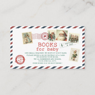 Watercolor Santa baby christmas North pole books Enclosure Card