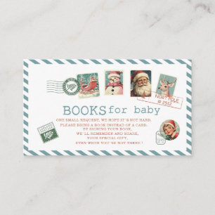 Watercolor Santa baby christmas North pole books Enclosure Card