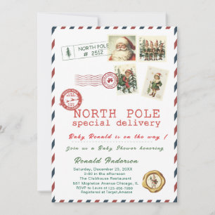 Watercolor Santa Baby Winter Baby Shower mom-to-b Invitation